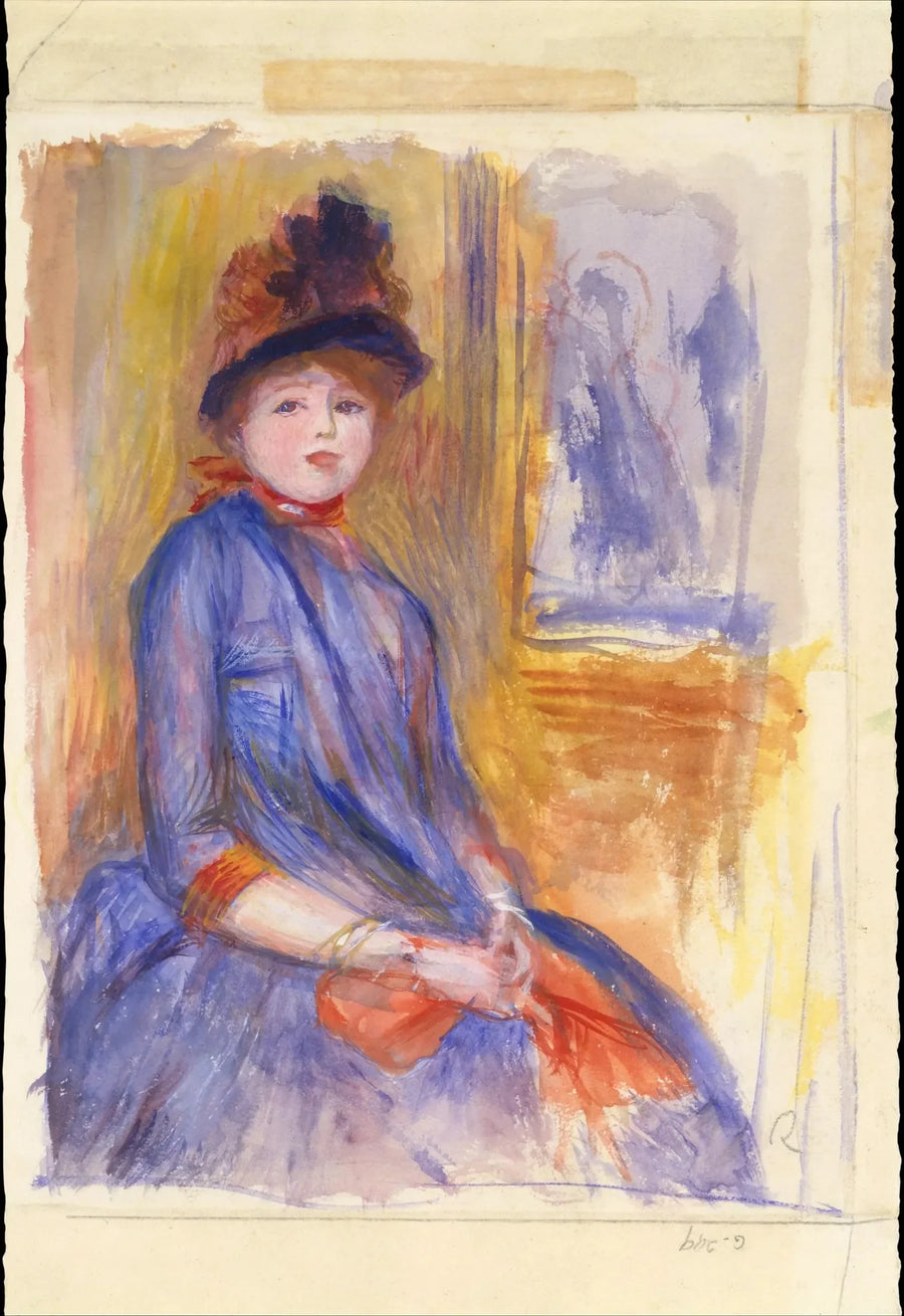 Młoda dziewczyna w niebieskiej sukience - Pierre-Auguste Renoir
