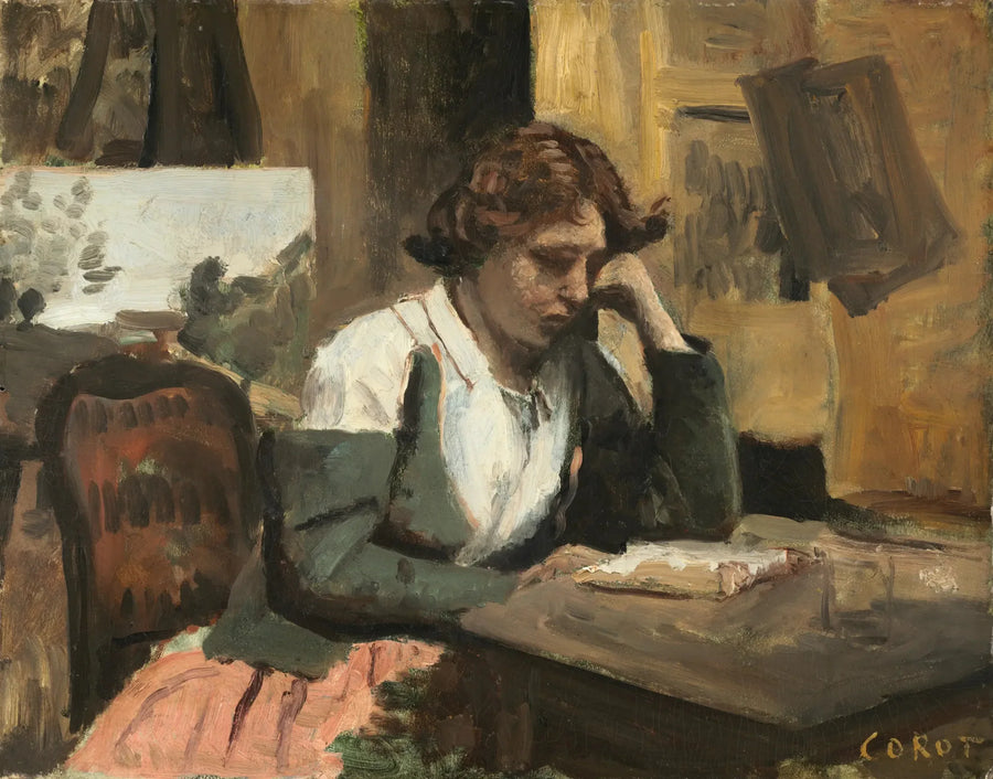 Młoda dziewczyna czytająca - Jean-Baptiste Camille Corot