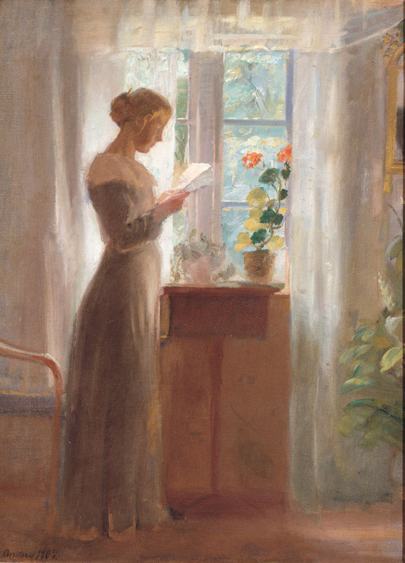 Młoda dziewczyna czytająca list. - Anna Ancher