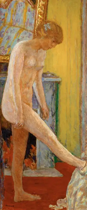 Młoda dziewczyna nago przed kominkiem - Pierre Bonnard