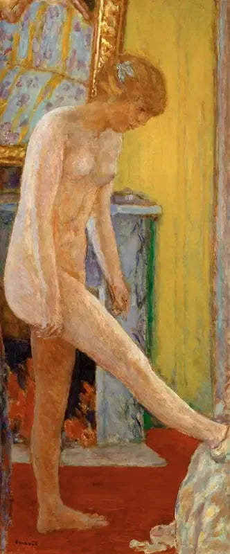 Młoda dziewczyna nago przed kominkiem - Pierre Bonnard