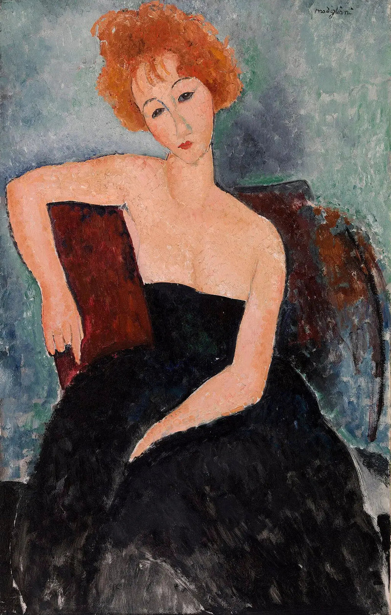 Młoda ruda dziewczyna w sukni wieczorowej - Amedeo Modigliani