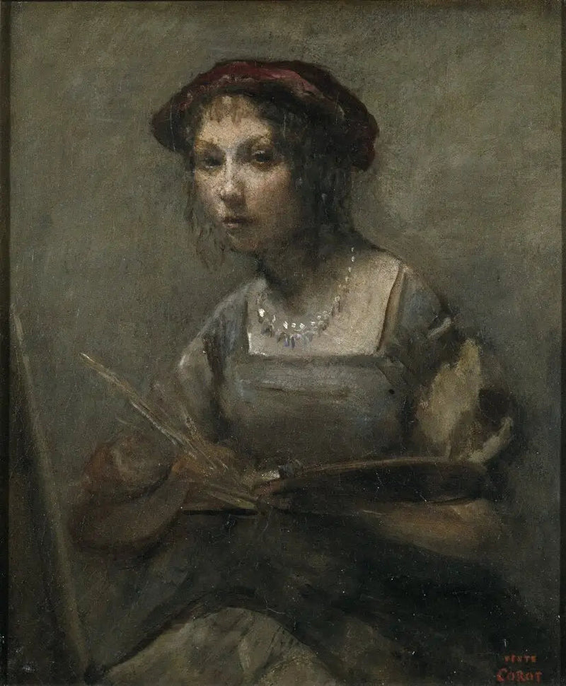 Młoda dziewczyna trzymająca paletę - Jean-Baptiste Camille Corot