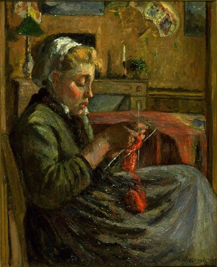 Młoda dziewczyna szydełkująca - Camille Pissarro