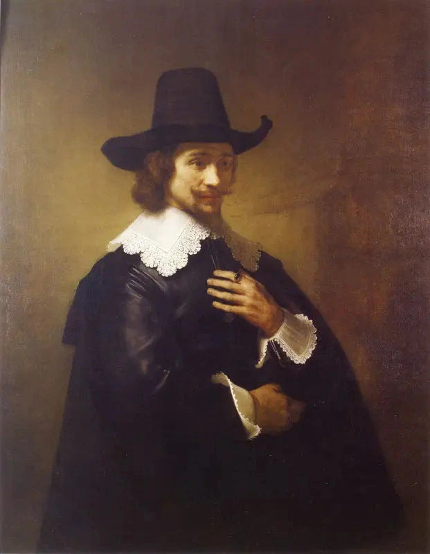 Portret młodego mężczyzny w szerokim kapeluszu - Rembrandt