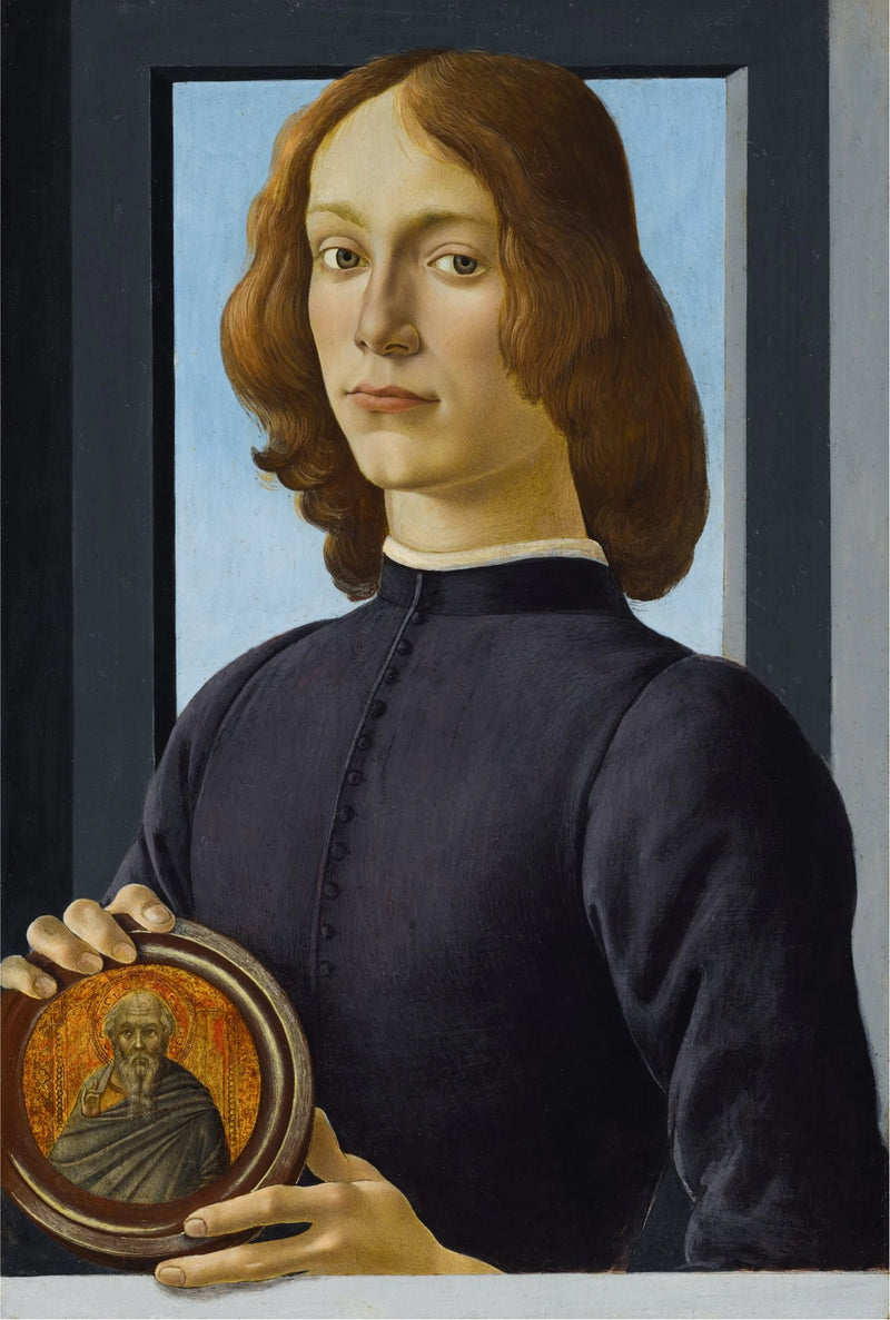 Portret młodego mężczyzny trzymającego medalion - Sandro Botticelli