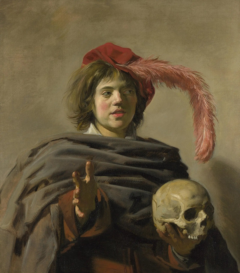 Młody mężczyzna trzymający czaszkę - Frans Hals