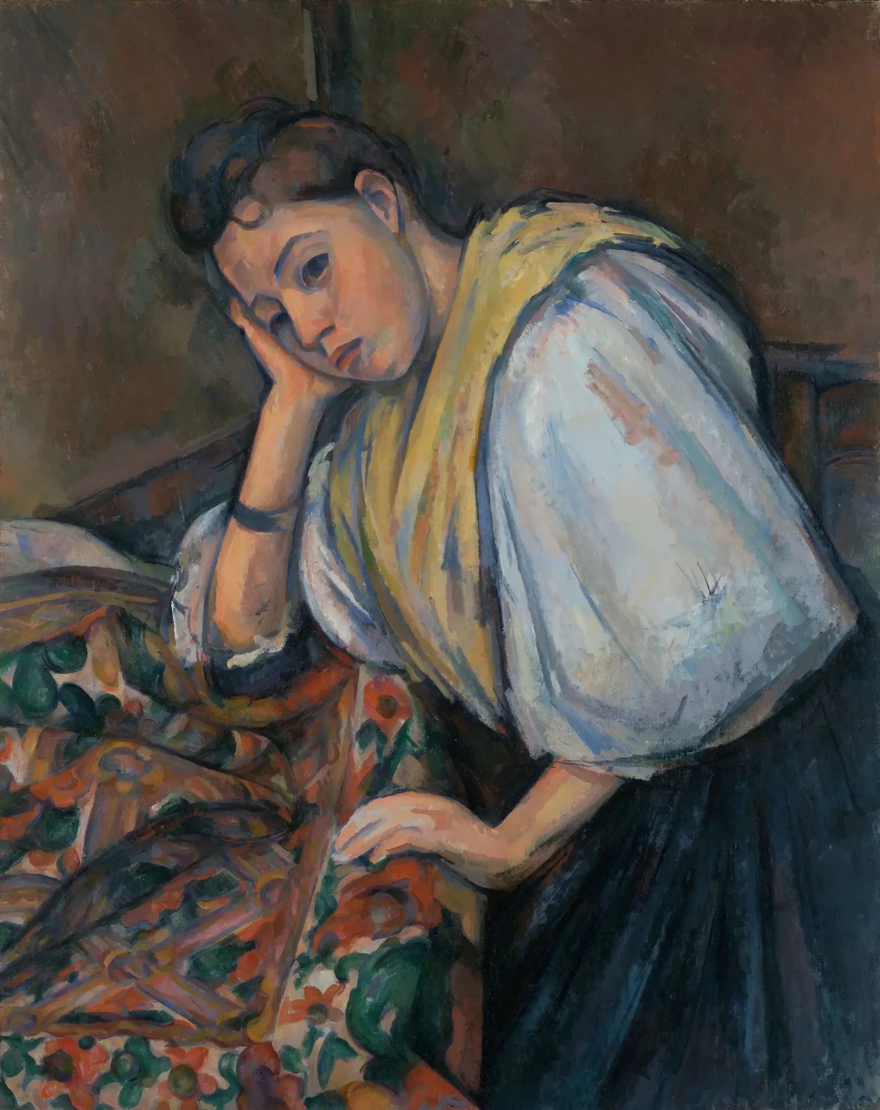 Jeune Italienne accoudée - Paul Cézanne image 1 reproduction de peinture à l’huile