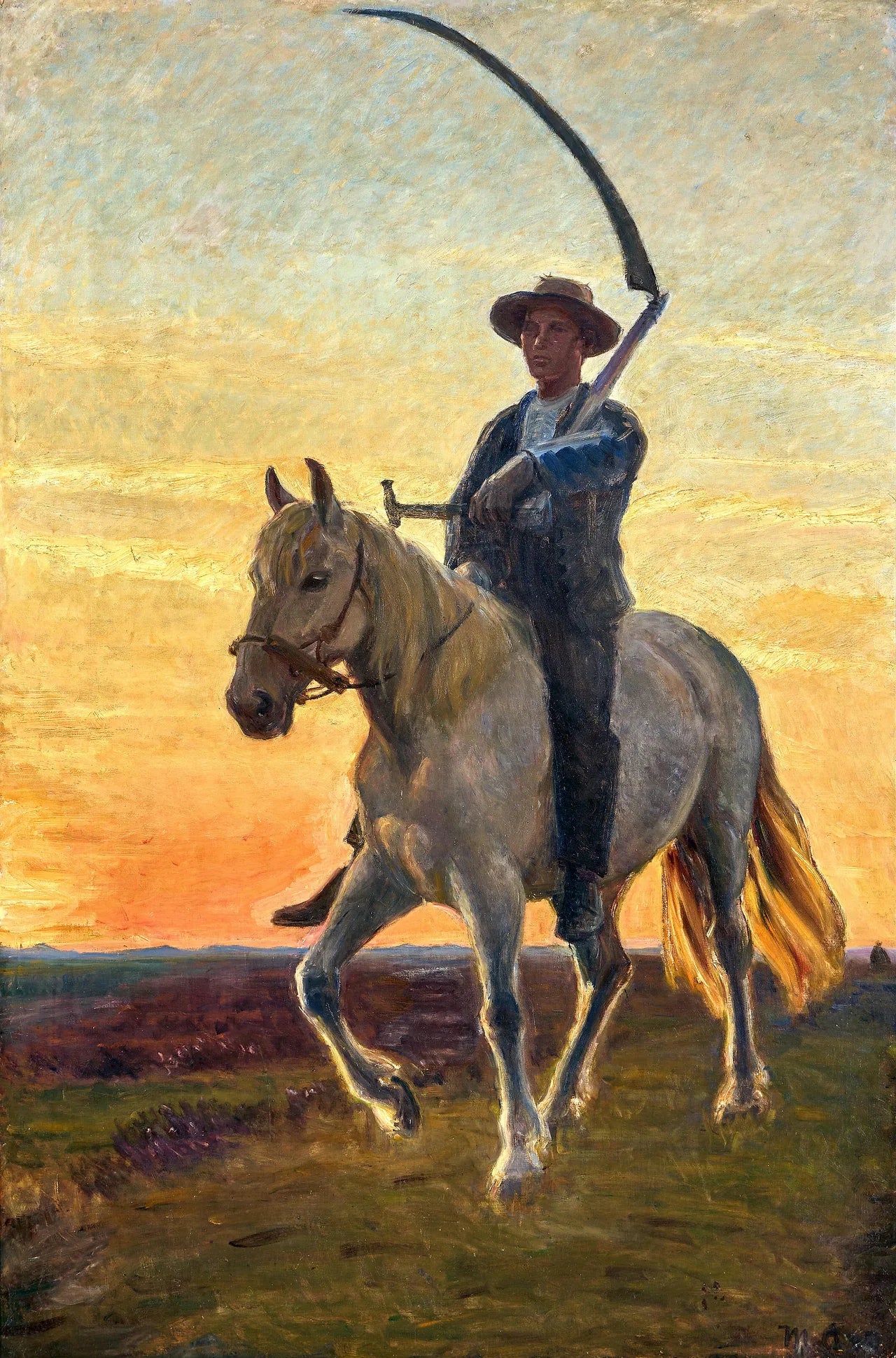 Jeune moissonneur rentrant des champs à cheval. - Michael Peter Ancher image 1 copie de tableau peinte à la main