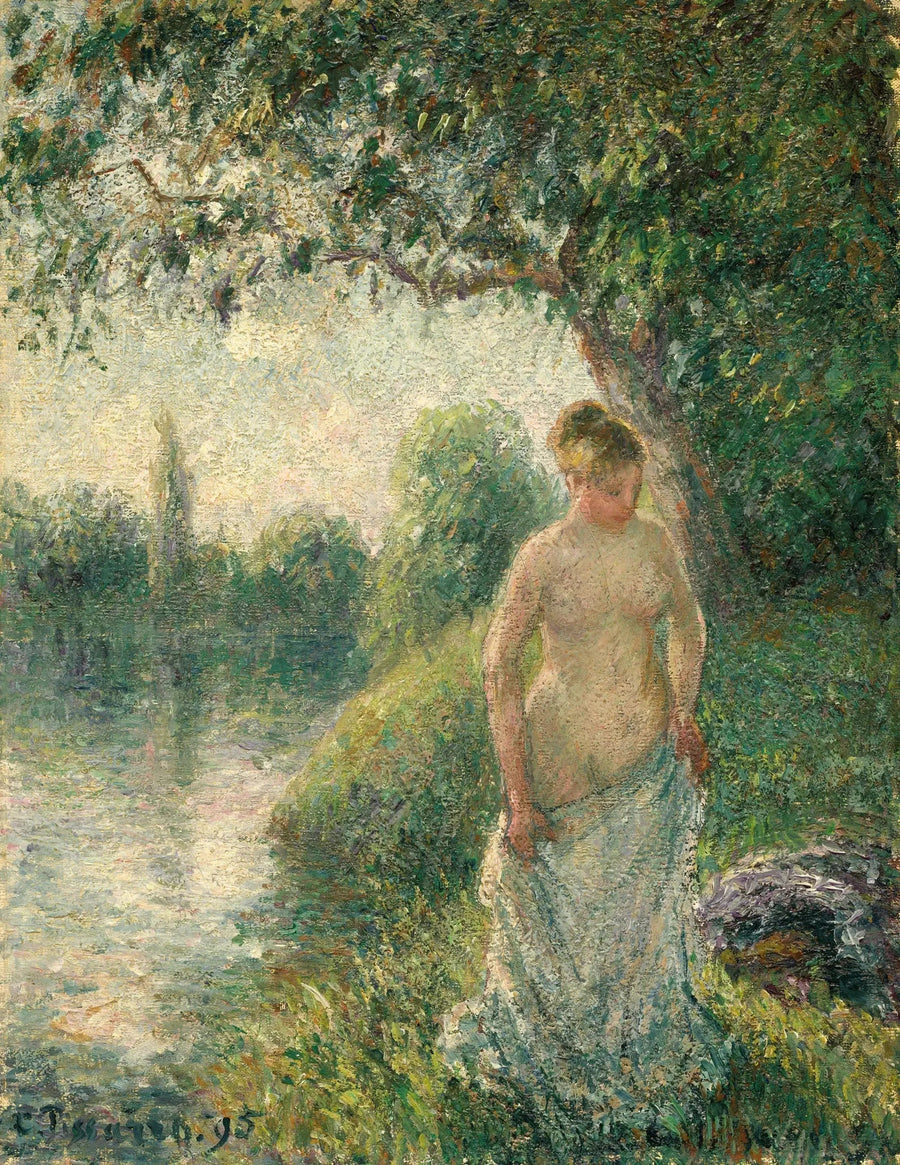 Młoda wieśniaczka nago stojąca - Camille Pissarro