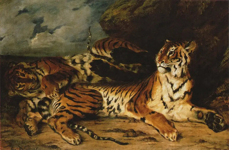 Młody tygrys bawiący się z matką - Eugène Delacroix