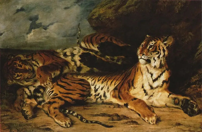 Młody tygrys bawiący się z matką - Eugène Delacroix