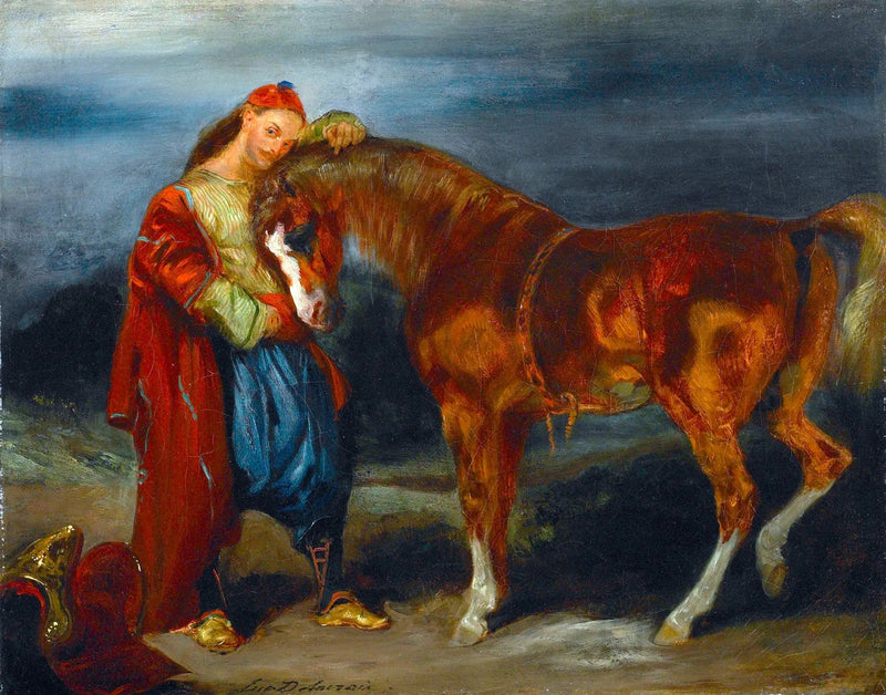 Młody Turk głaszczący swojego konia - Eugène Delacroix