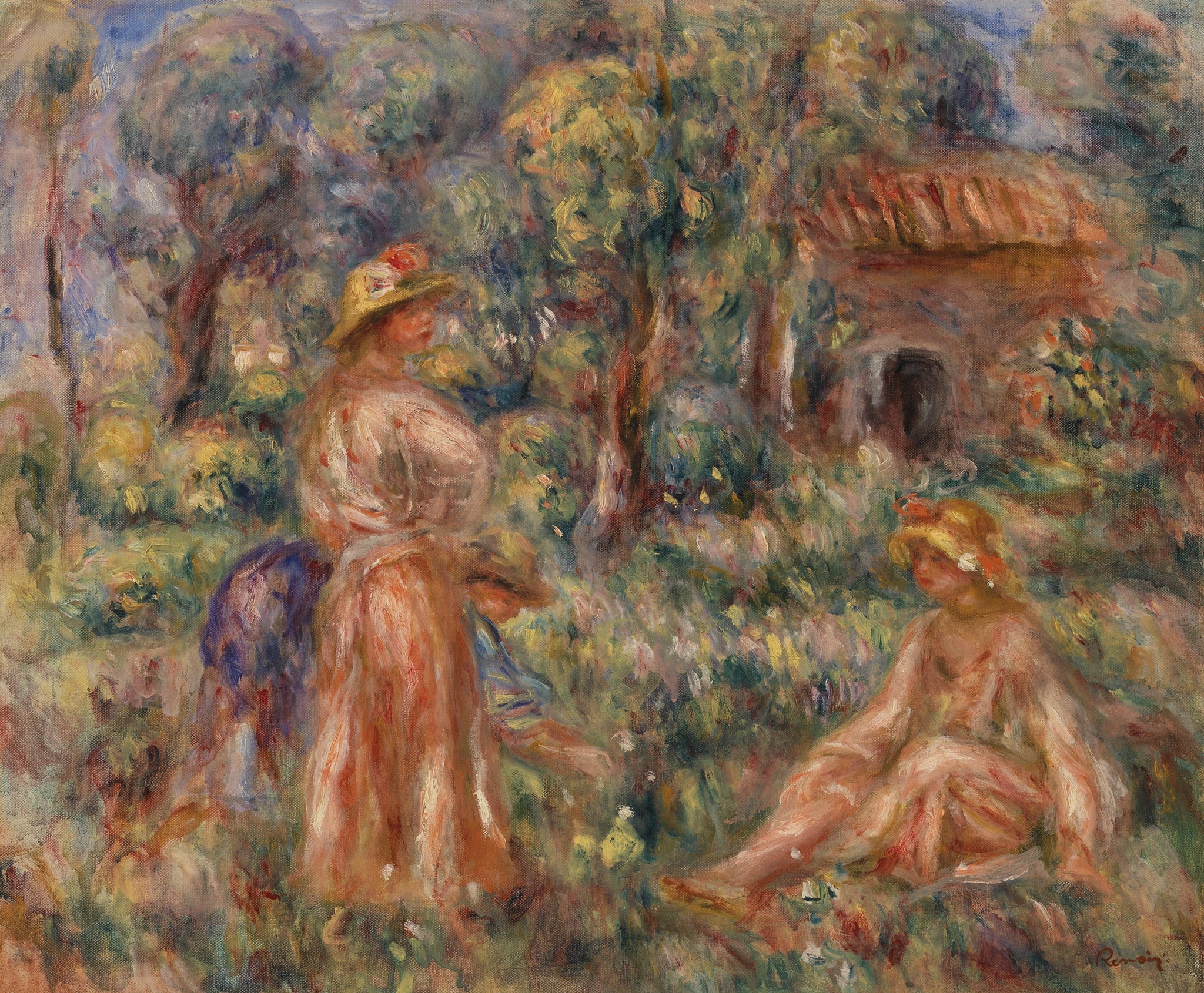 Jeunes filles dans un paysage de Renoir, vers 1918, Barnes Foundation BF931 – reproduction peinture à l’huile sur toile