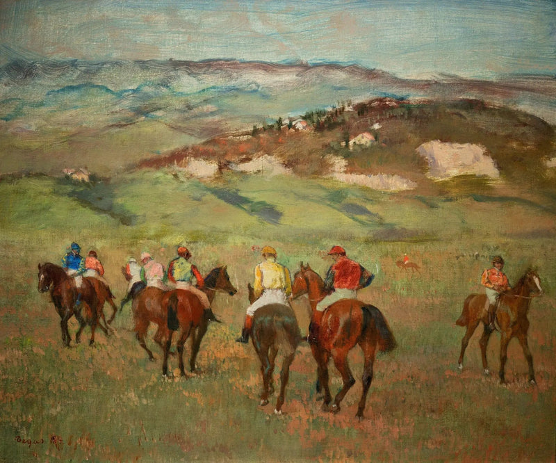 Jeźdźcy na koniach przed odległymi wzgórzami - Edgar Degas