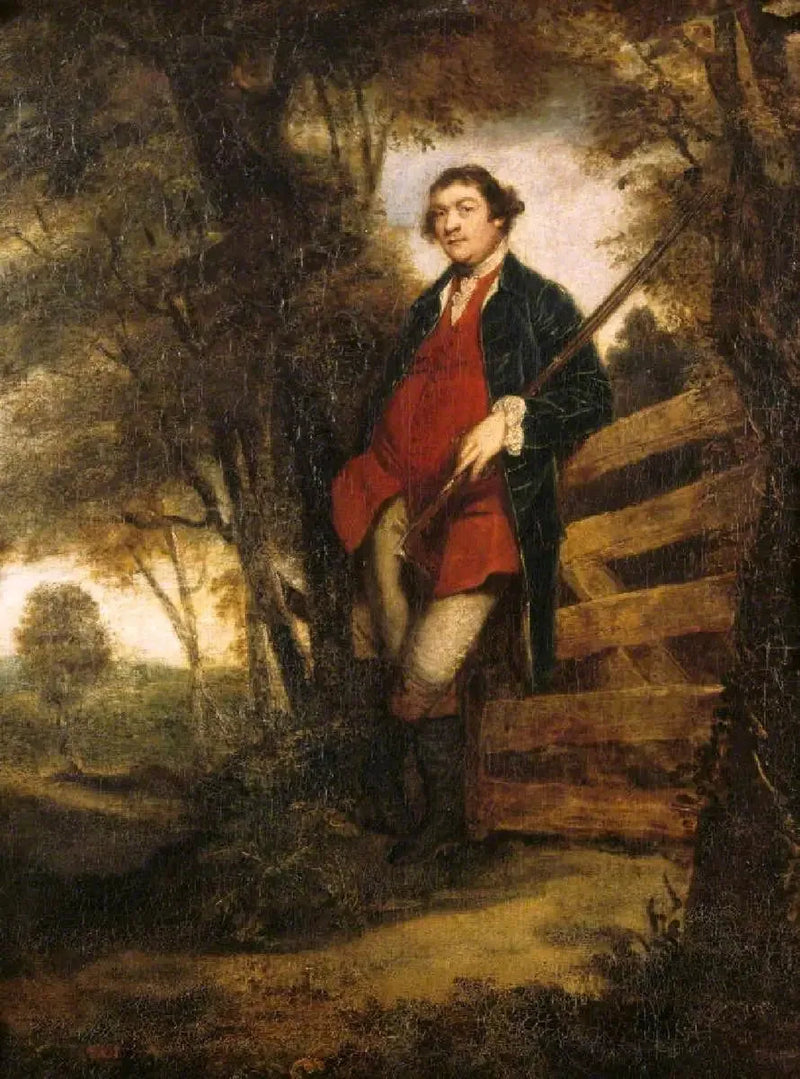 John Parker, pierwszy baron Boringdon (1734/5-1788), z karabinem, oparty o drzwi - Joshua Reynolds