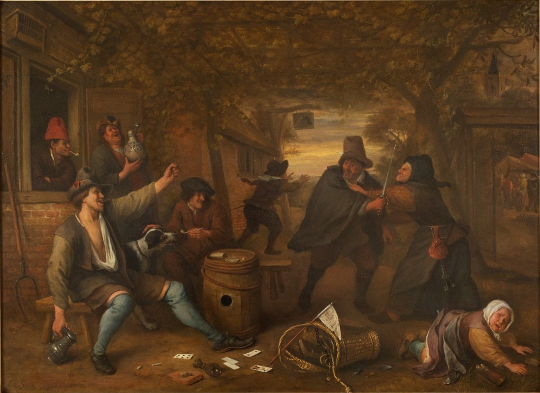 Joueurs de cartes querelleurs - Jan Steen image 1 reproduction artisanale de tableau