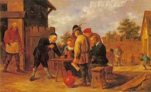 Gracze w kości i kręgle w karczmie - David Teniers Młodszy