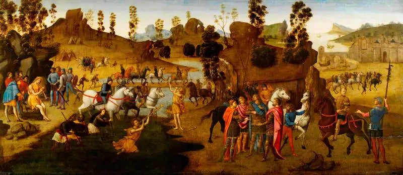Juliusz Cezar i przekroczenie Rubikonu (scena z historii Aleksandra Wielkiego) - Domenico Ghirlandaio