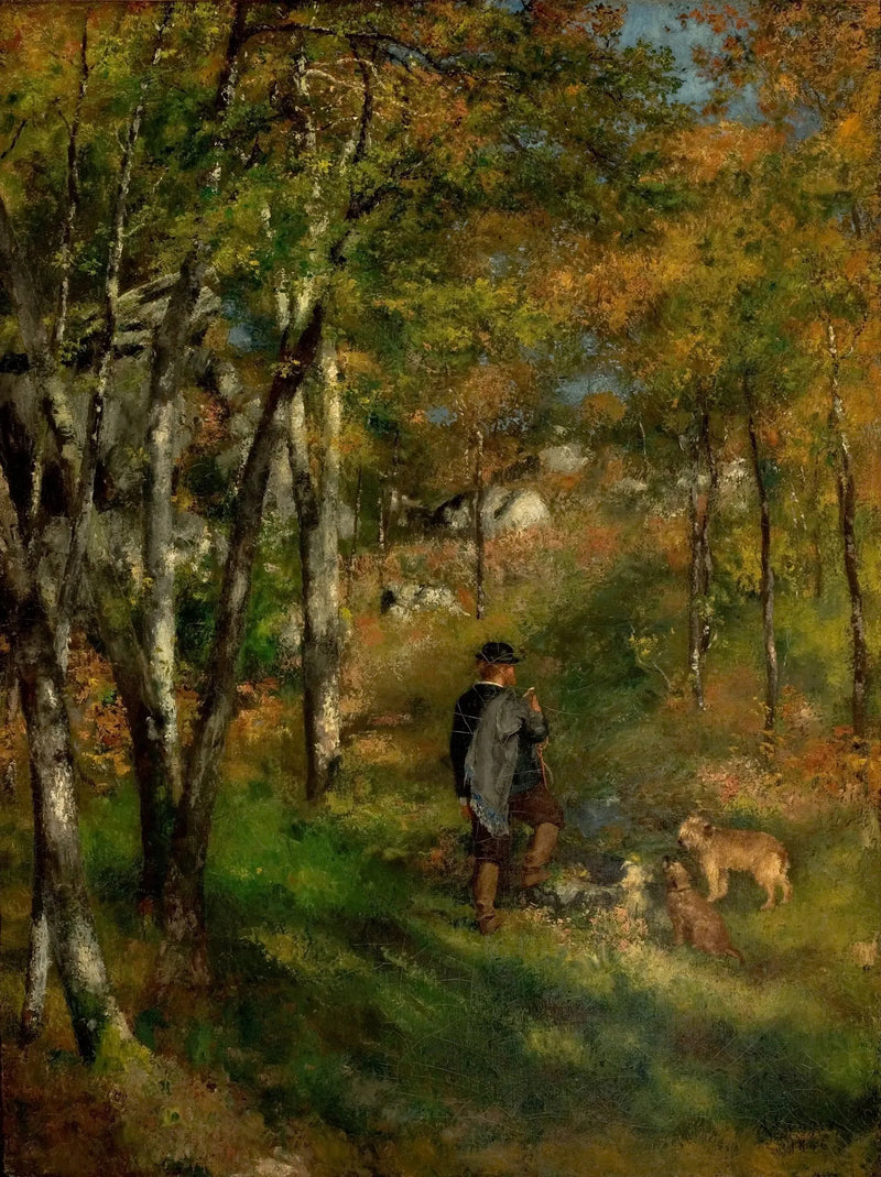 Jules le Cœur i jego psy w lesie Fontainebleau - Pierre-Auguste Renoir