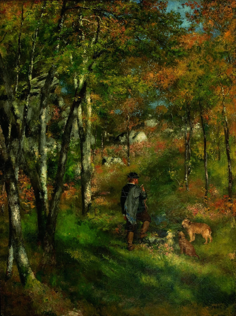 Jules le Cœur i jego psy w lesie Fontainebleau - Pierre-Auguste Renoir