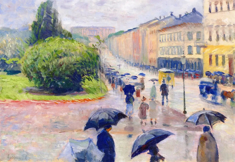 Karl Johan w deszczu - Edvard Munch