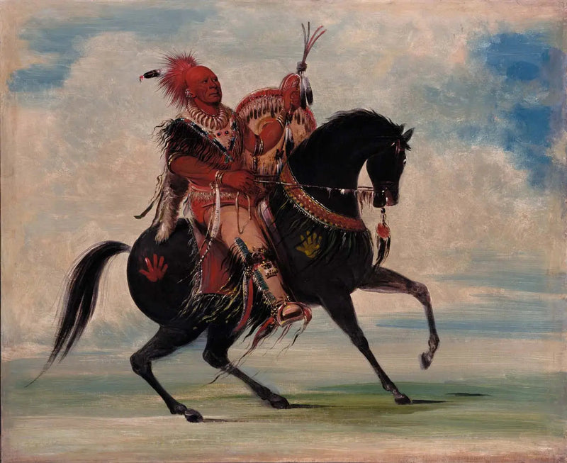 Kee-o-kúk, czujny lis, przywódca plemienia, na koniu - George Catlin