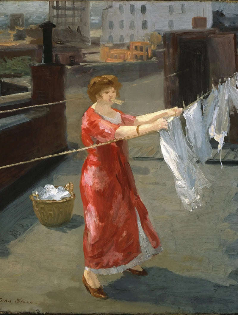 Czerwone kimono na dachu - John Sloan