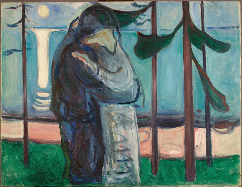 Całowanie na wybrzeżu w blasku księżyca - Edvard Munch