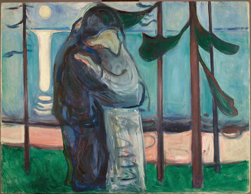Całowanie na wybrzeżu w blasku księżyca - Edvard Munch