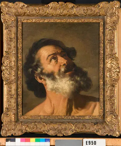Kop van een oude man (Sint Petrus?) - Guido Reni image 1 copie peinte à la main à l’huile