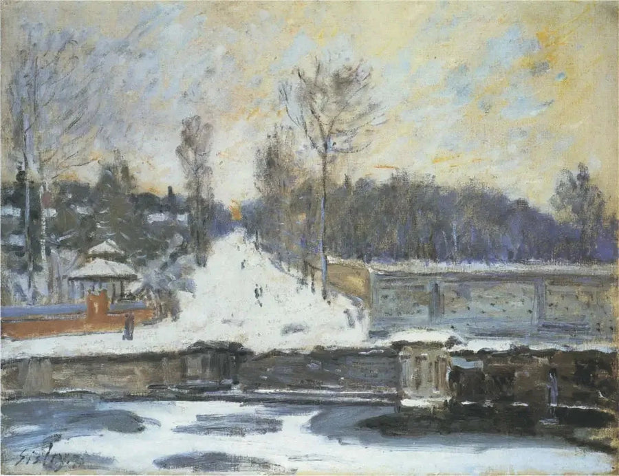 Abreuvoir w Marly, zimą - Alfred Sisley