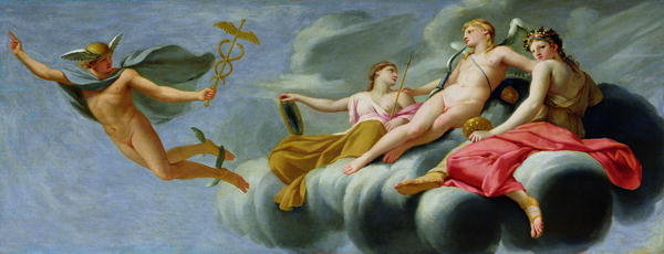 Miłość nakazuje Merkuremu ogłosić swoją moc wszechświatowi - Eustache Le Sueur