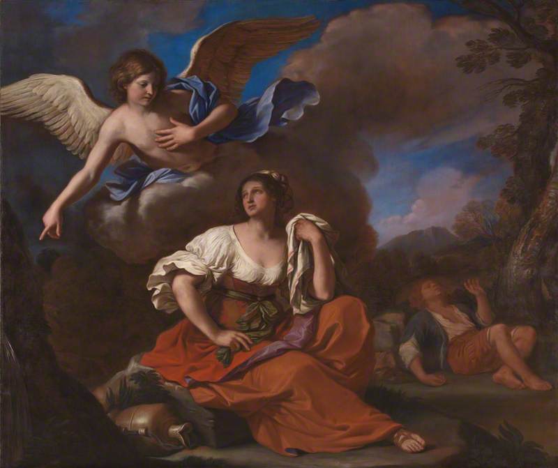 Anioł pojawia się u Agar i Ismaela - Guercino