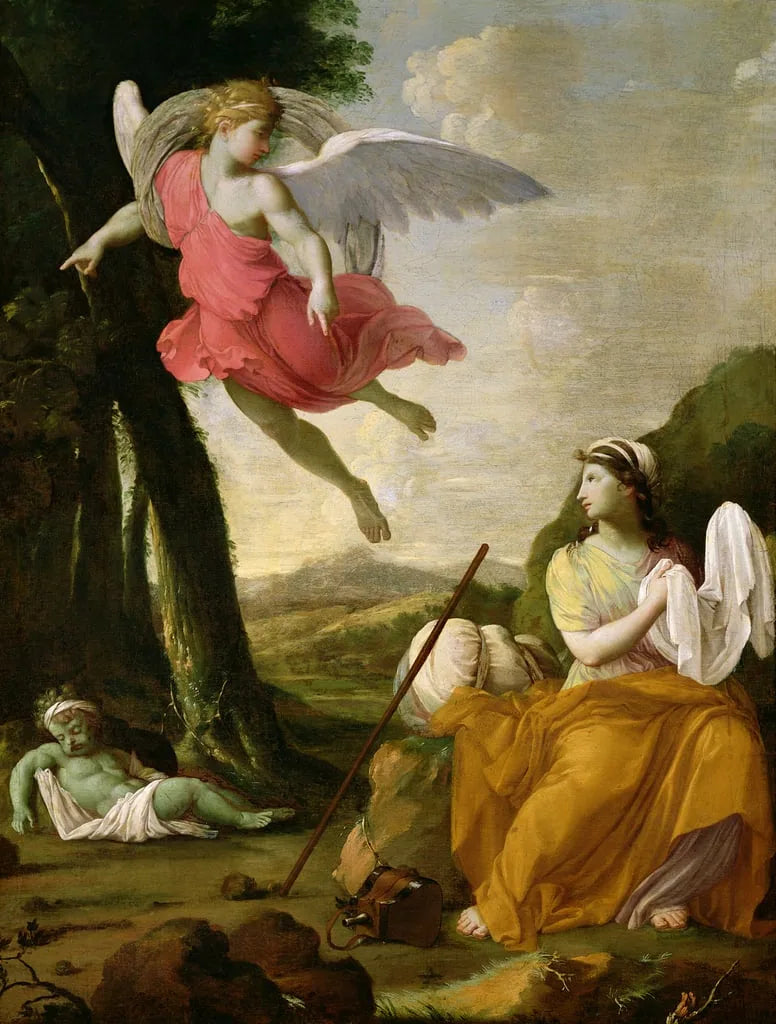 Anioł Pana pojawia się na pustyni u Agar - Eustache Le Sueur