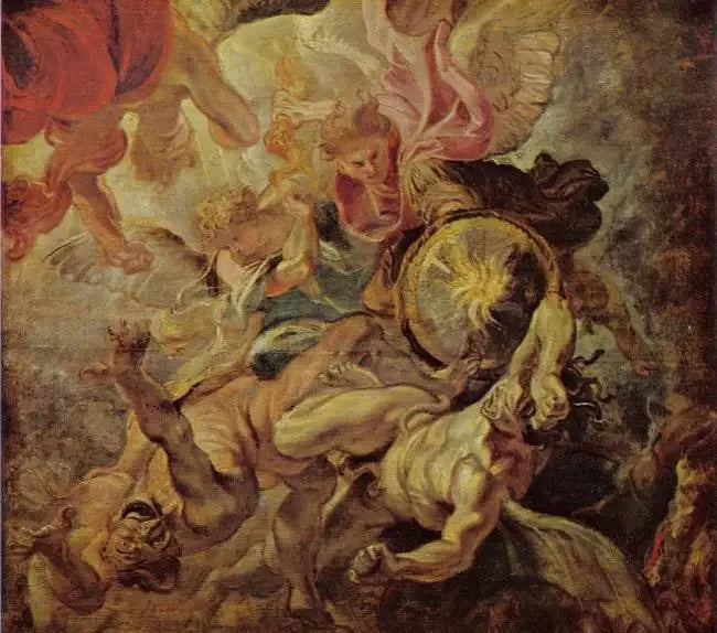 Archanioł Michał pokonuje Szatana i zbuntowane anioły (Apokalipsa 12:7-9), 1620 - Peter Paul Rubens