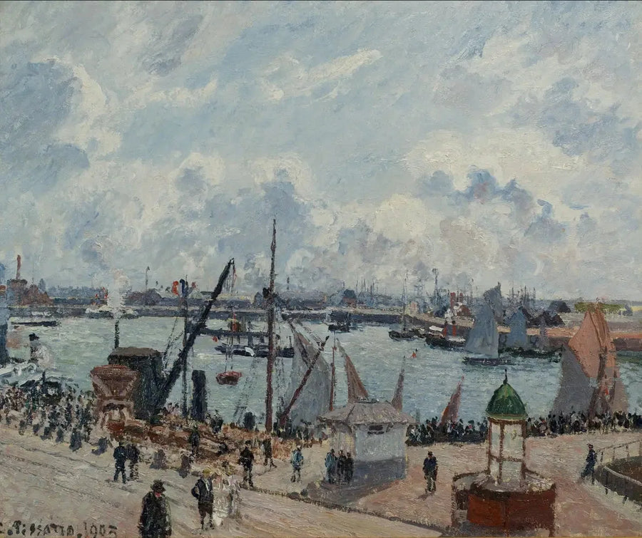 Przedport w Hawrze. Poranek. Słońce. Wzrastająca fala - Camille Pissarro
