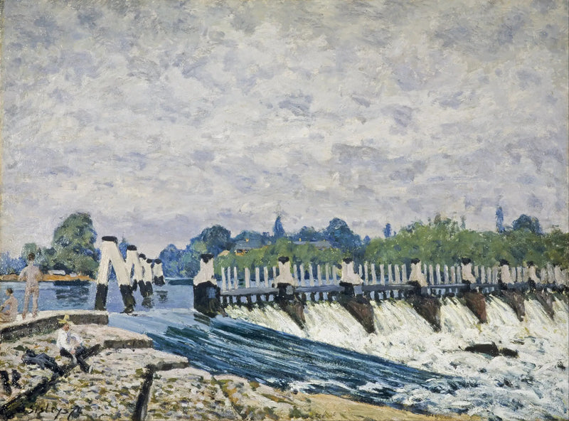 Śluza Molesey koło Hampton Court, efekt poranka - Alfred Sisley