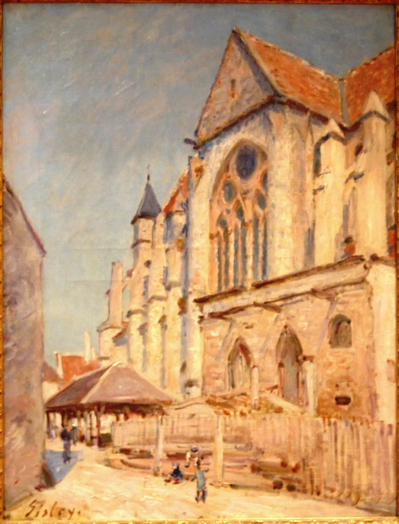Kościół w Moret i stary rynek - Alfred Sisley