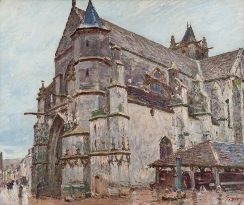 Kościół w Moret, deszczowa pogoda, rano - Alfred Sisley