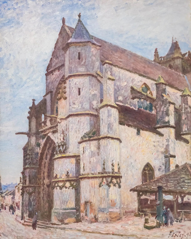 Kościół w Moret, deszczowa pogoda rano - Alfred Sisley