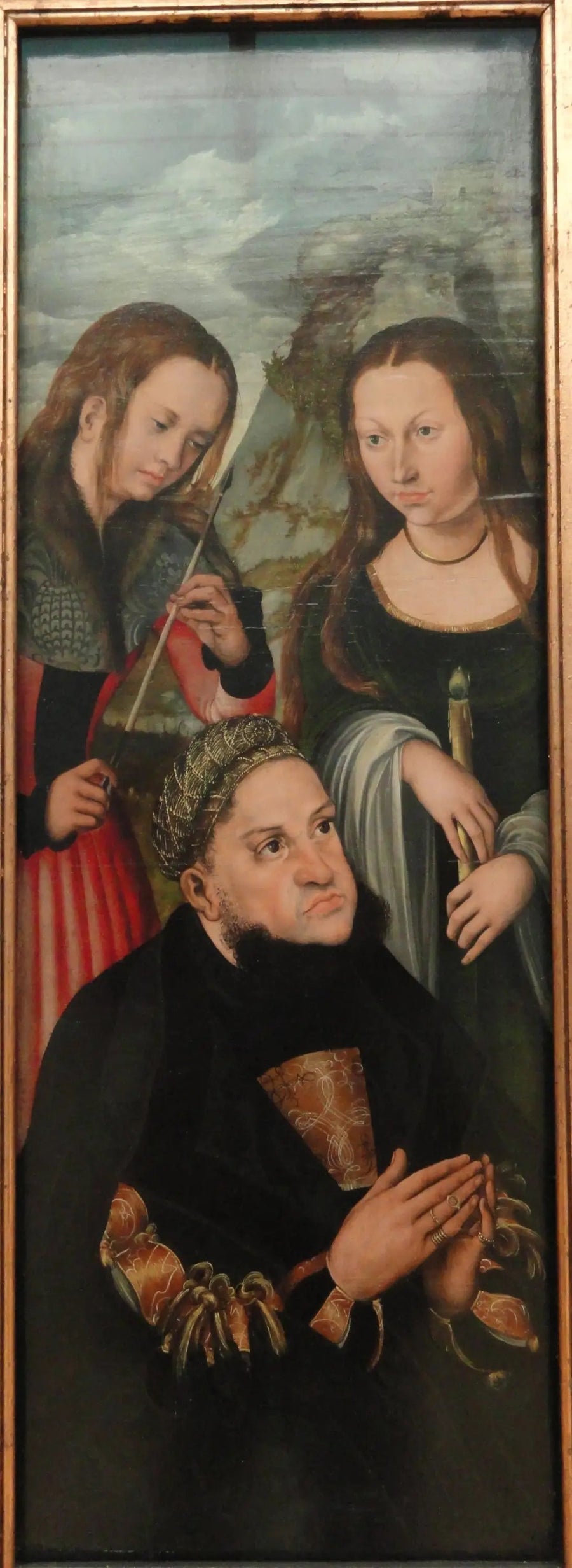 Elektor Frédéric Mędrzec Saksonii (1463-1525) z świętymi Ursulą (po lewej) i Geneviwą (po prawej) - Lucas Cranach Starszy