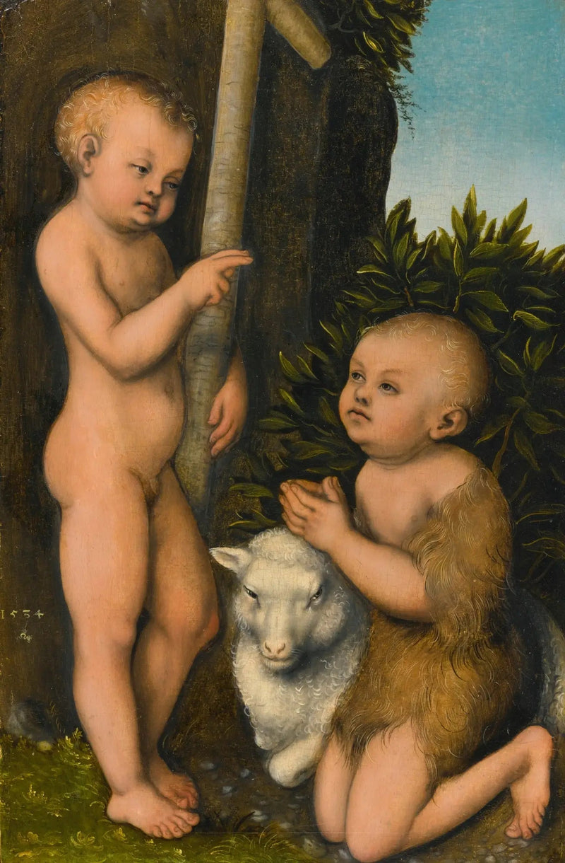 Ukochane Dzieciątko Jezus przez Dzieciątko Świętego Jana Chrzciciela - Lucas Cranach Starszy