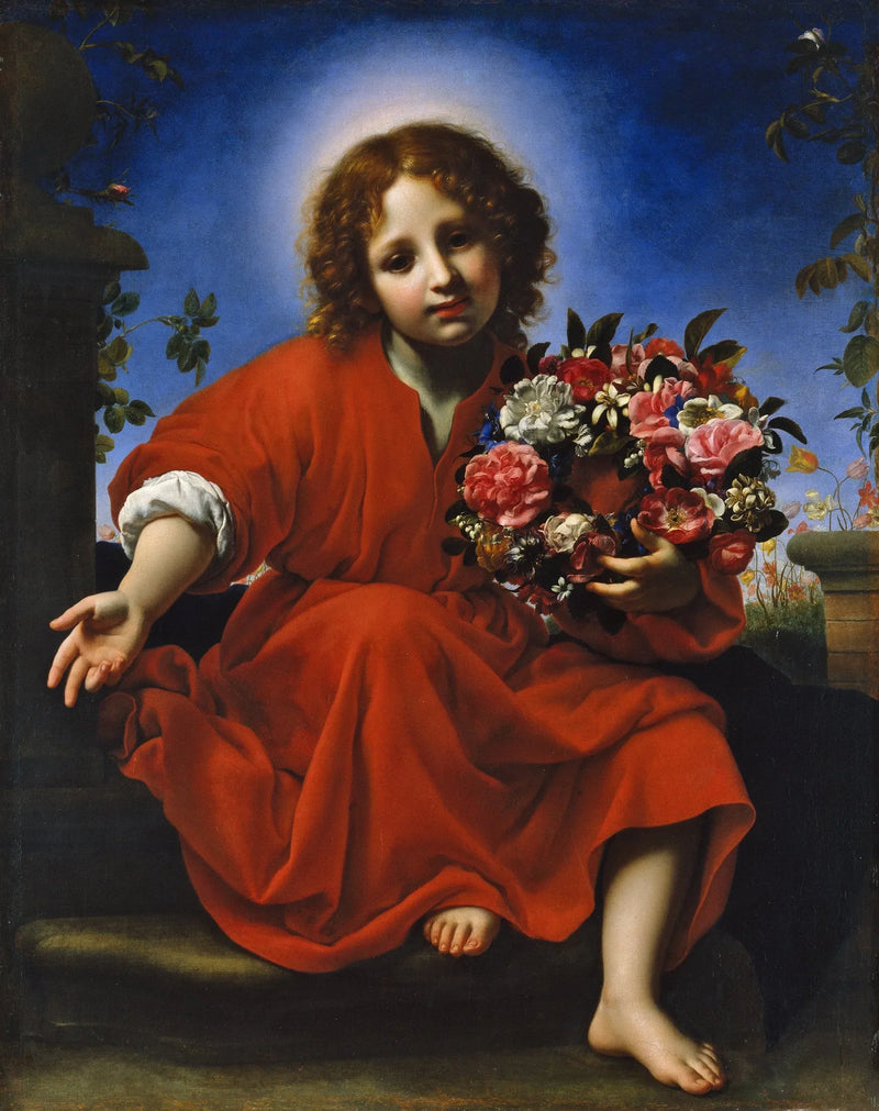 Dzieciątko Jezus z koroną kwiatów - Carlo Dolci