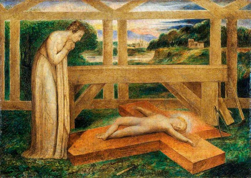 Śpiące Dzieciątko Jezus na krzyżu (Matka Boża adorująca Śpiące Dzieciątko Jezus na krzyżu) - William Blake