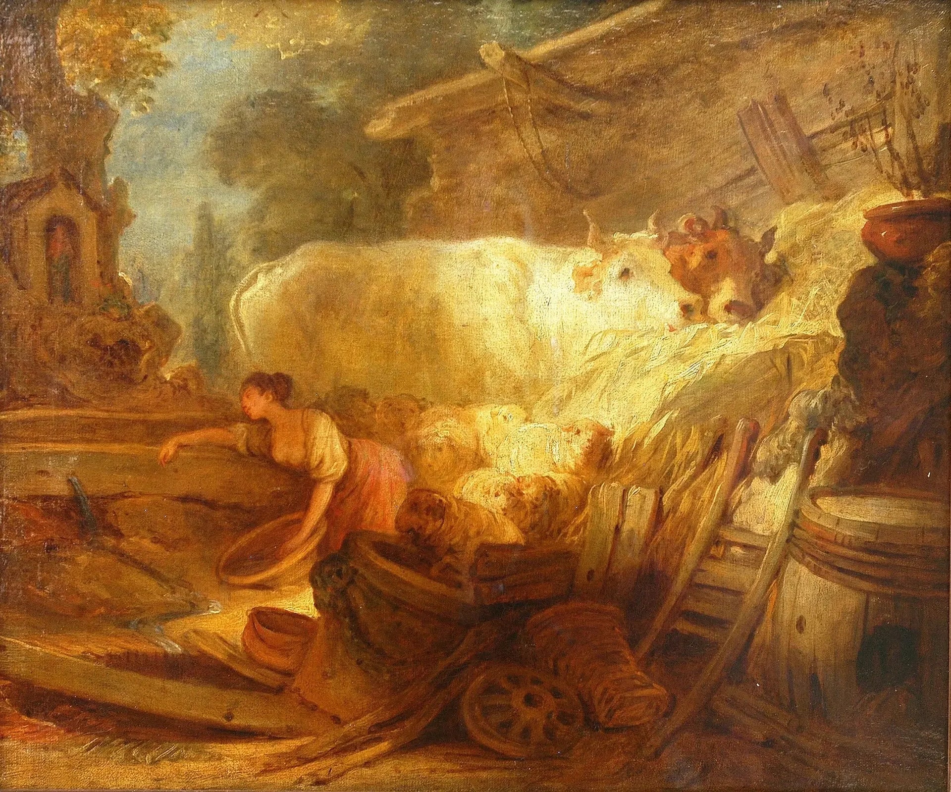 L'Étable - Jean-Honoré Fragonard image 1 reproduction de peinture à l’huile