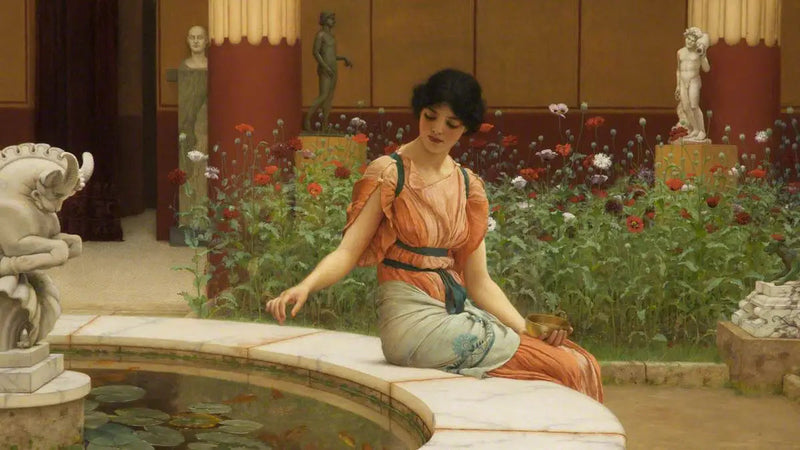 Staw z rybami - John William Godward