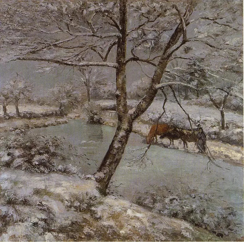 Staw Montfoucault zimą, efekt śniegu - Camille Pissarro