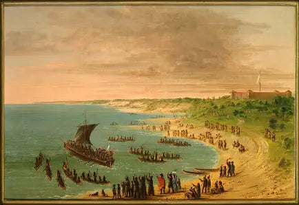 Wysyłka opuszczająca fort Frontenac nad jeziorem Ontario. 18 listopada 1678 - George Catlin