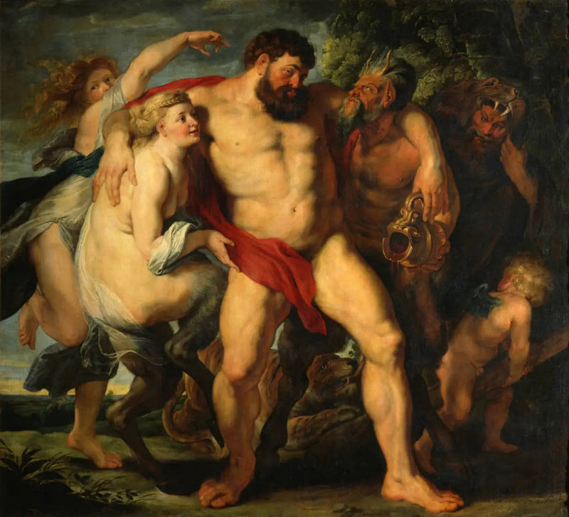 Herakles pijany prowadzony przez parę satyrów - Peter Paul Rubens